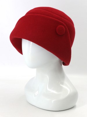Шляпа с оригинальным полем цвет красный Д-570