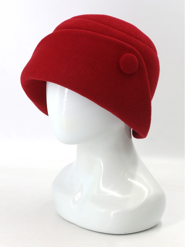 Шляпа с оригинальным полем цвет красный Д-570