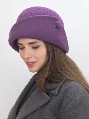 Шляпа с оригинальным полем цвет лиловый Д-570