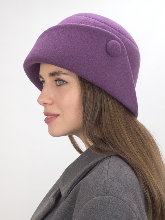 Шляпа с оригинальным полем цвет лиловый Д-570