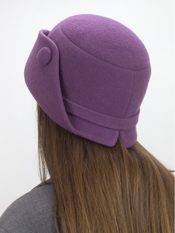 Шляпа с оригинальным полем цвет лиловый Д-570