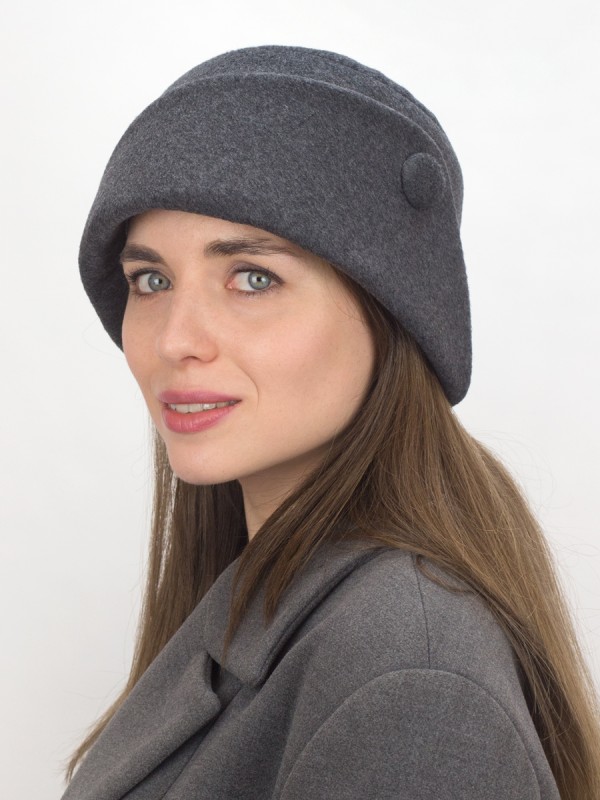 Шляпа с оригинальным полем цвет серый Д-570