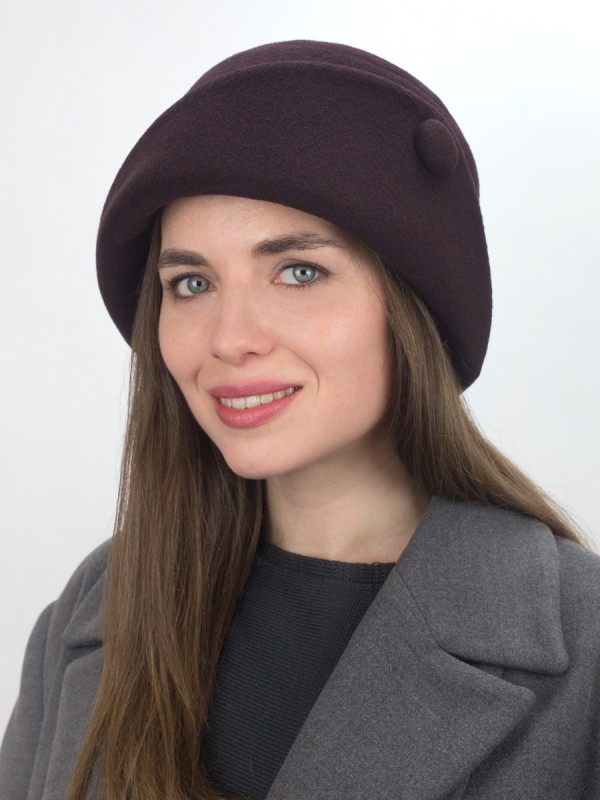 Шляпа с оригинальным полем цвет темно-коричневый Д-570