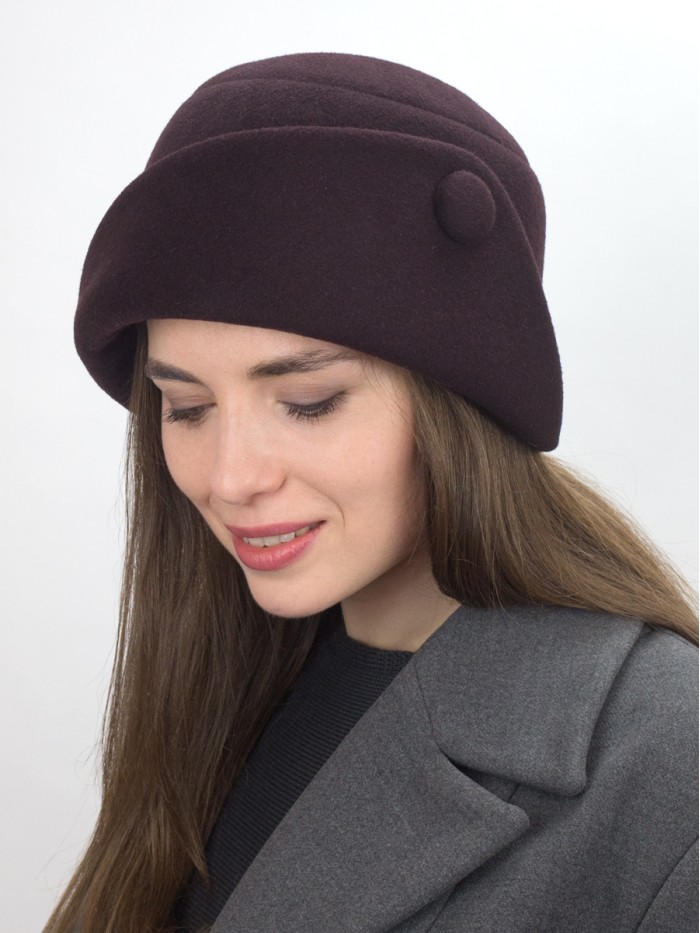 Шляпа с оригинальным полем цвет темно-коричневый Д-570