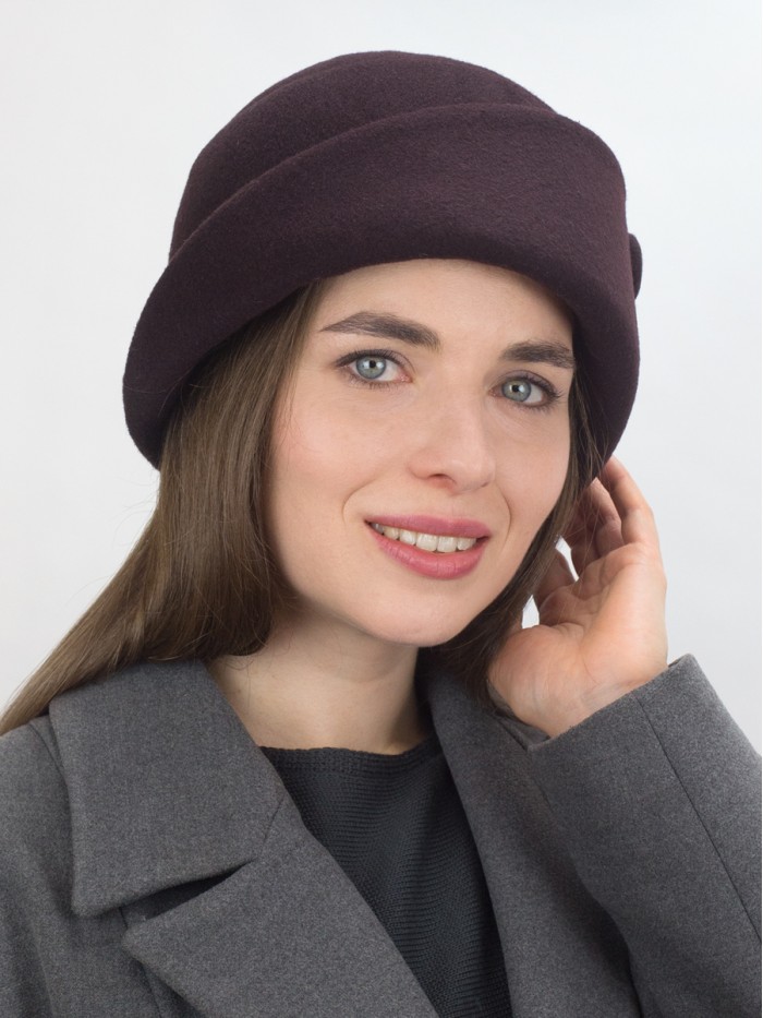 Шляпа с оригинальным полем цвет темно-коричневый Д-570