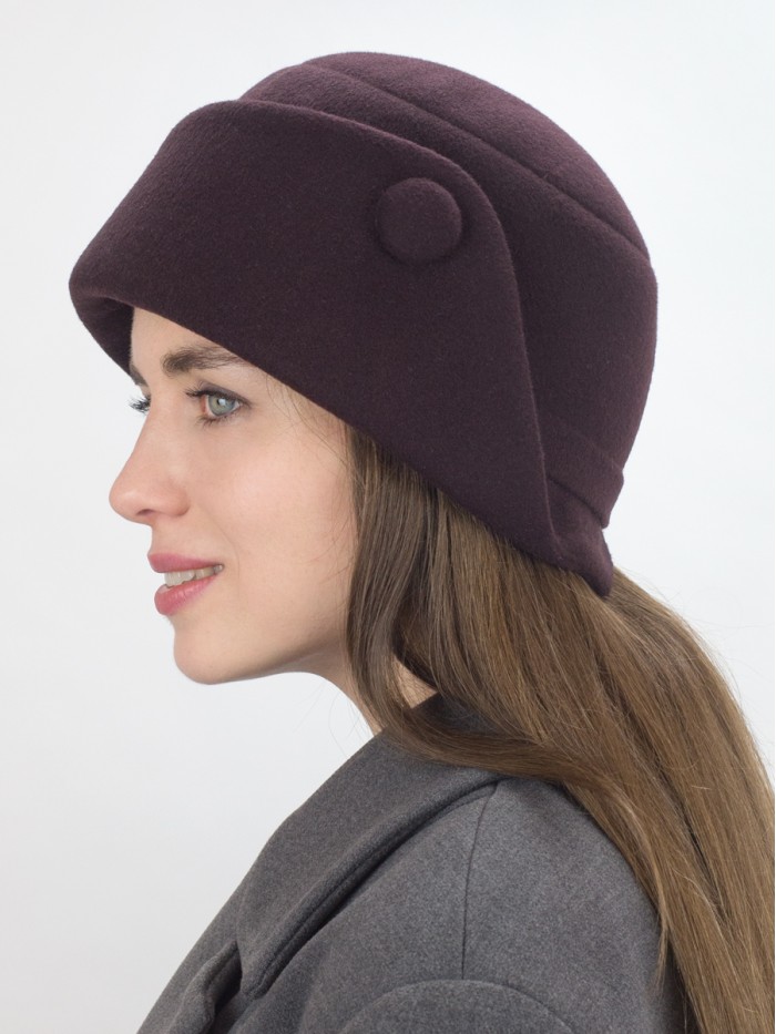 Шляпа с оригинальным полем цвет темно-коричневый Д-570