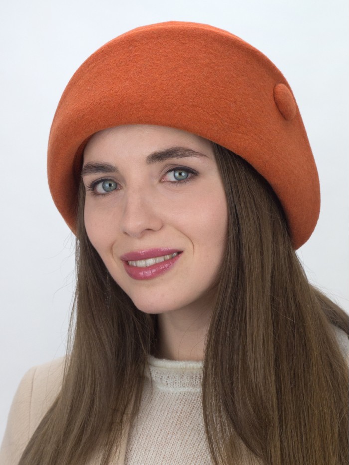 Шляпа с оригинальным полем цвет терракотовый Д-570