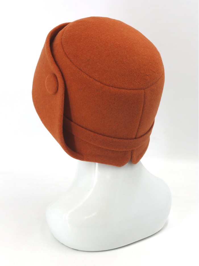 Шляпа с оригинальным полем цвет терракотовый Д-570