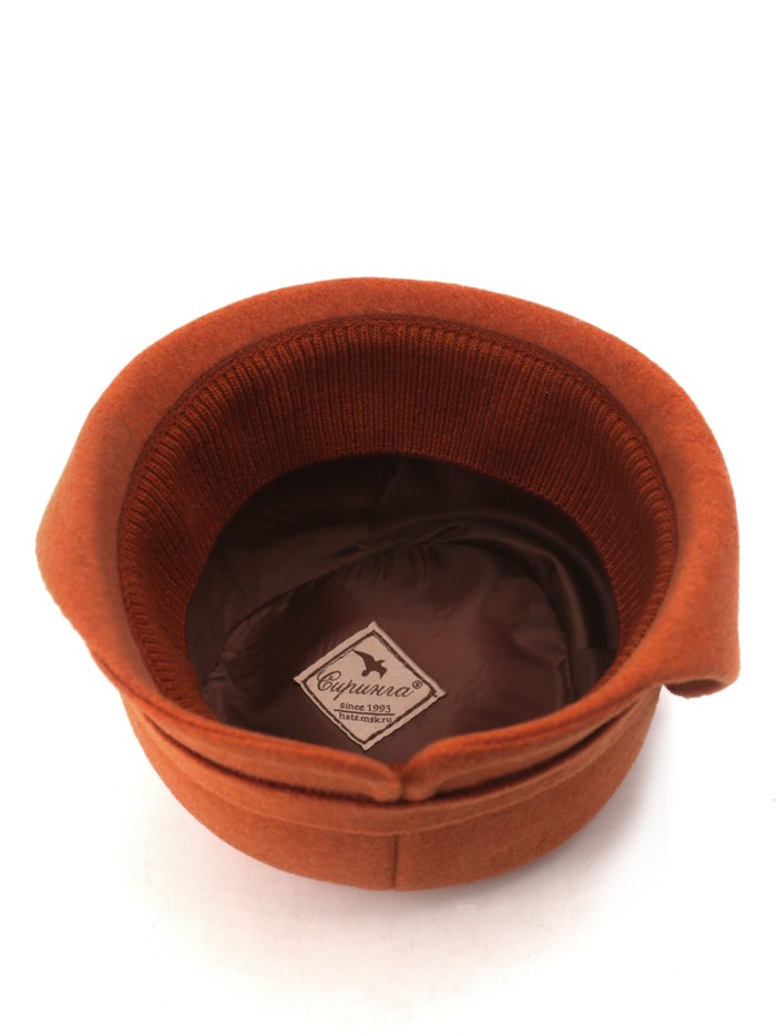 Шляпа с оригинальным полем цвет терракотовый Д-570