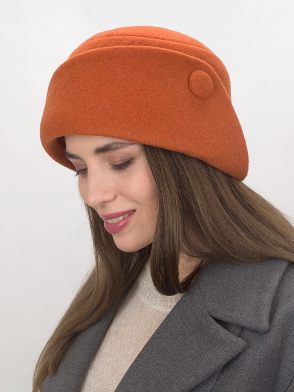 Шляпа с оригинальным полем цвет терракотовый Д-570