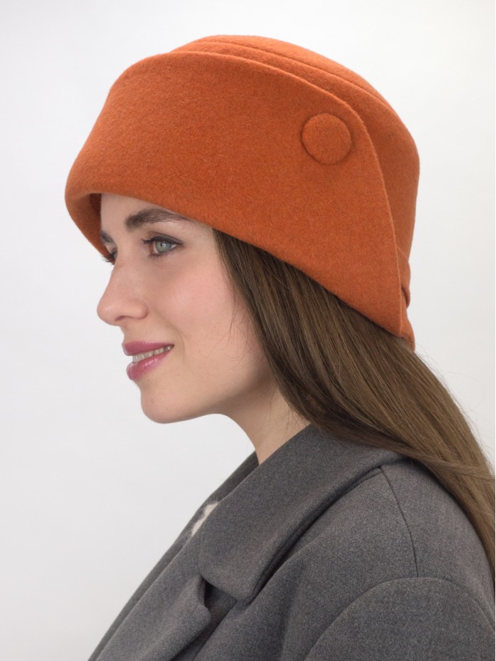 Шляпа с оригинальным полем цвет терракотовый Д-570