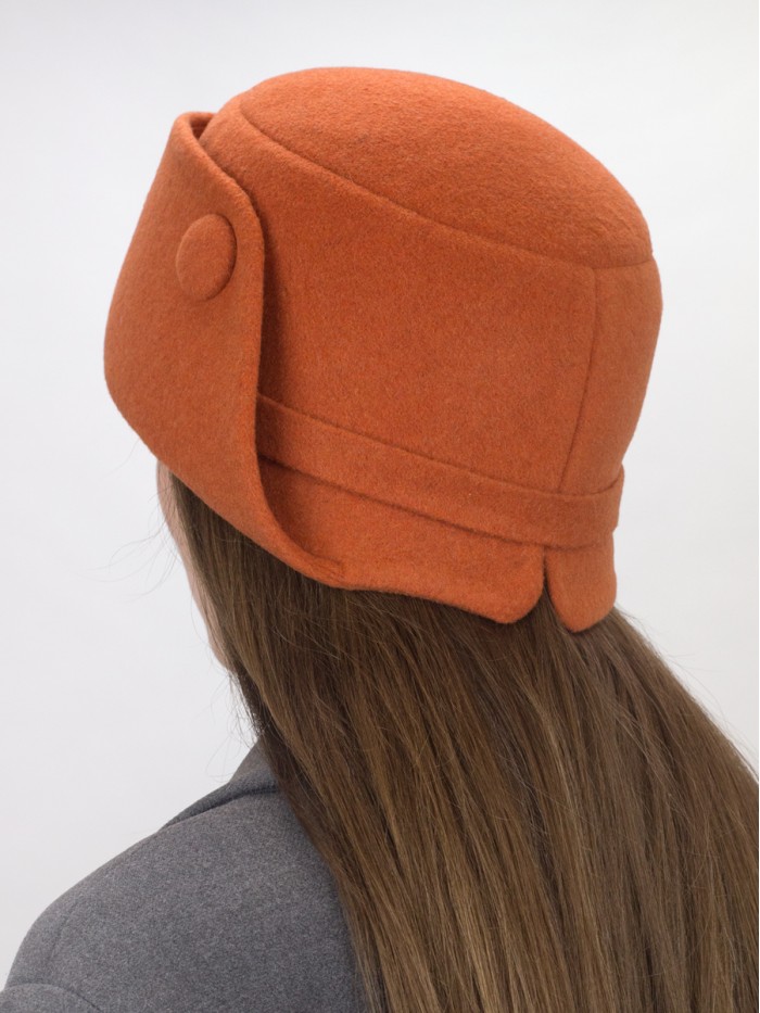 Шляпа с оригинальным полем цвет терракотовый Д-570