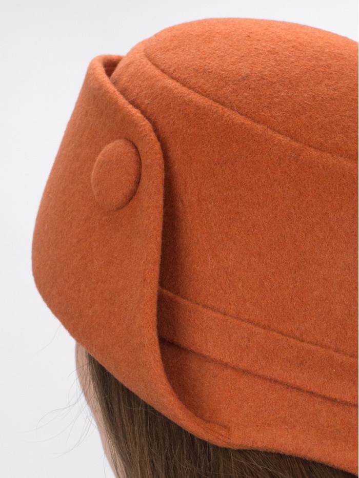 Шляпа с оригинальным полем цвет терракотовый Д-570