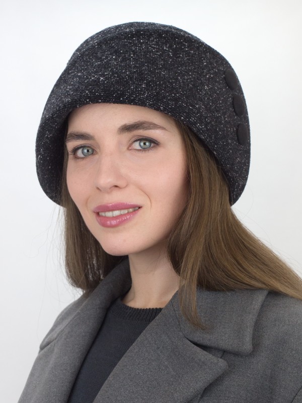 Шляпа с оригинальным полем цвет черный-молочный-серый Д-570А