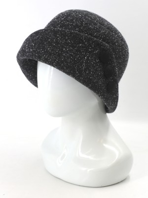 Шляпа с оригинальным полем цвет черный-молочный-серый Д-570А