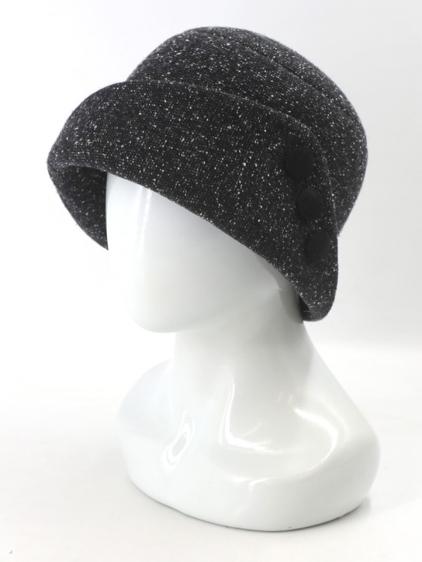 Шляпа с оригинальным полем цвет черный-молочный-серый Д-570А