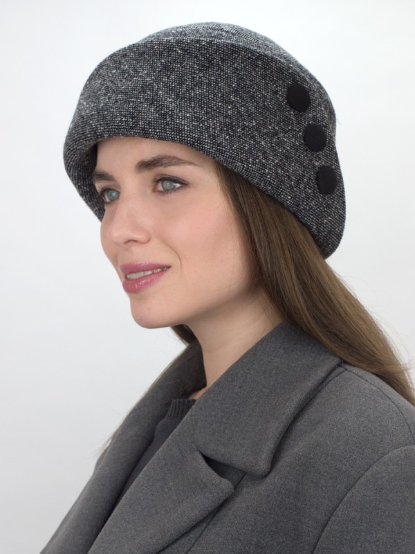 Шляпа с оригинальным полем цвет черный-средне-серый Д-570А