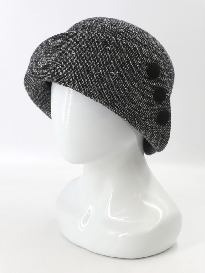 Шляпа с оригинальным полем цвет черный-средне-серый Д-570А