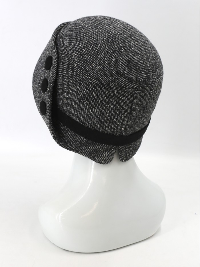 Шляпа с оригинальным полем цвет черный-средне-серый Д-570А