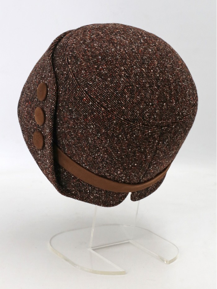 Шляпа с оригинальным полем цвет коричневый-черный Д-570А