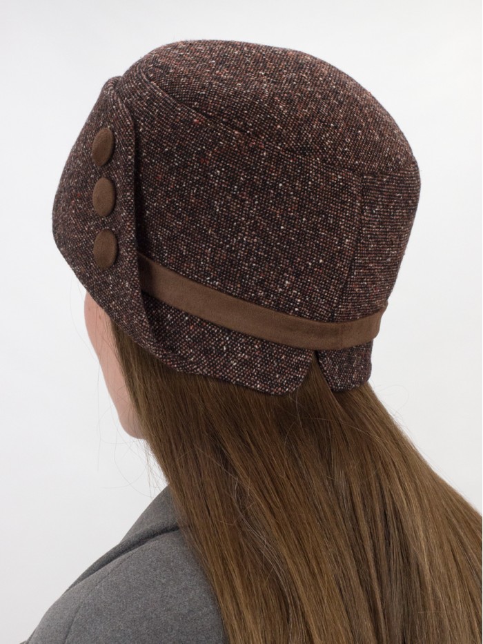 Шляпа с оригинальным полем цвет коричневый-черный Д-570А