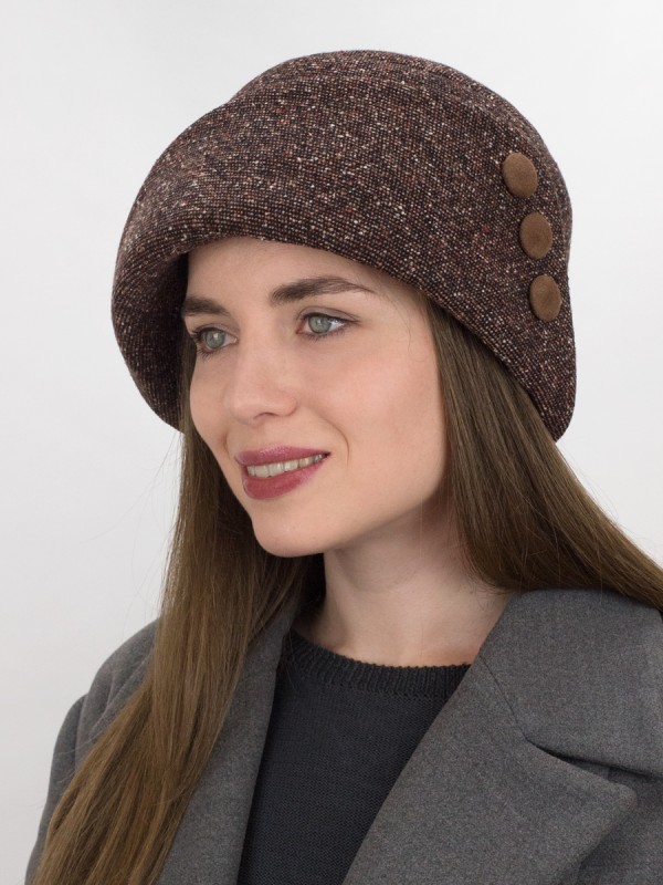 Шляпа с оригинальным полем цвет коричневый-черный Д-570А