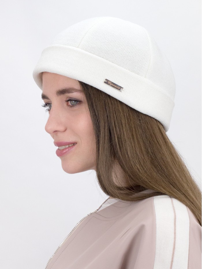 Дизайнерская шапочка "Докер" цвет белый Д-574/1