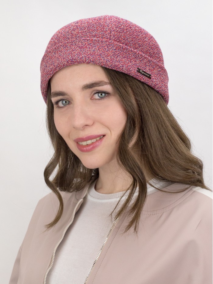 Шапка-докер из эко-хлопка цвет коралловый Д-574/2