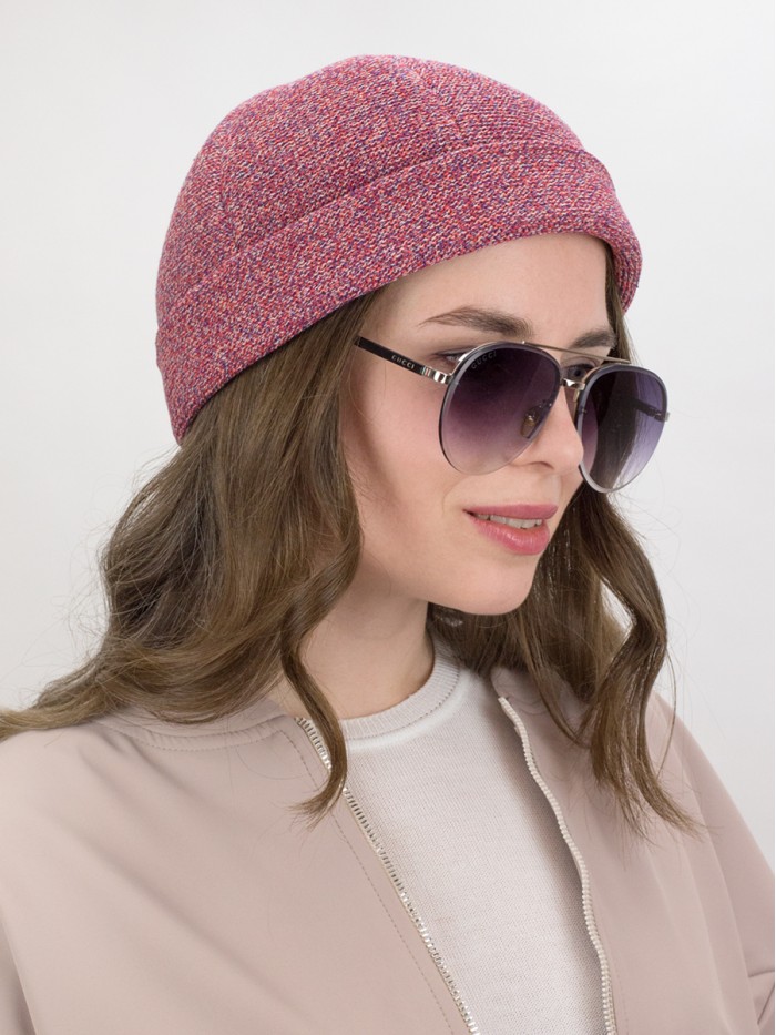 Шапка-докер из эко-хлопка цвет коралловый Д-574/2