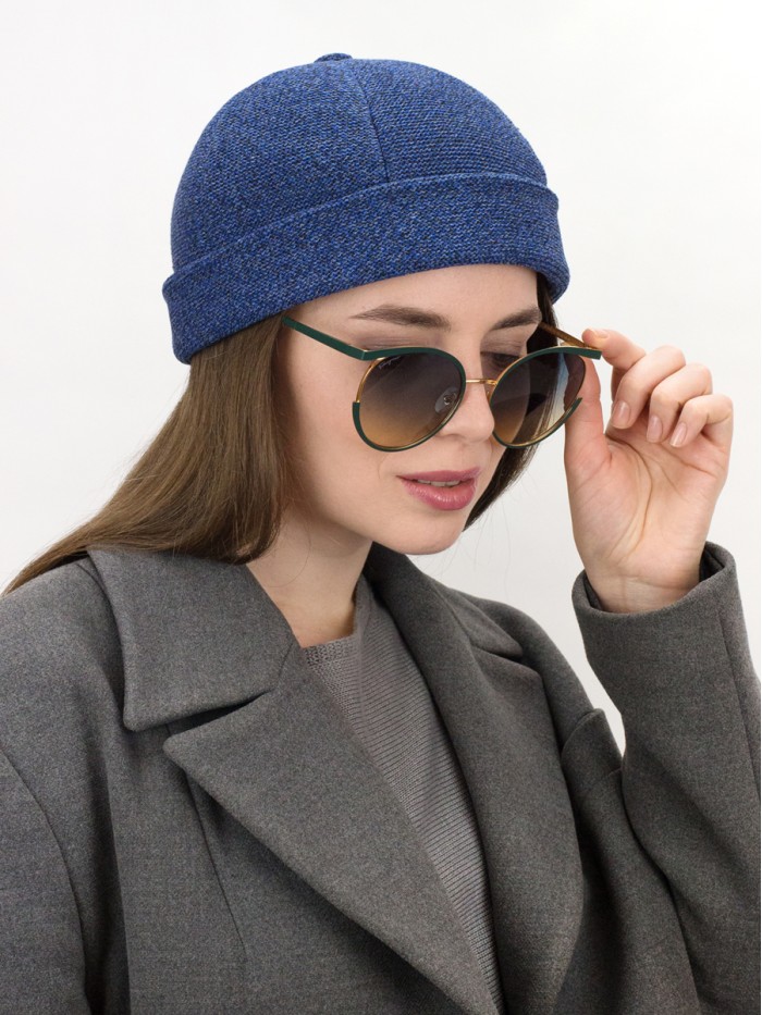 Шапка-докер из эко-хлопка цвет синий Д-574/2