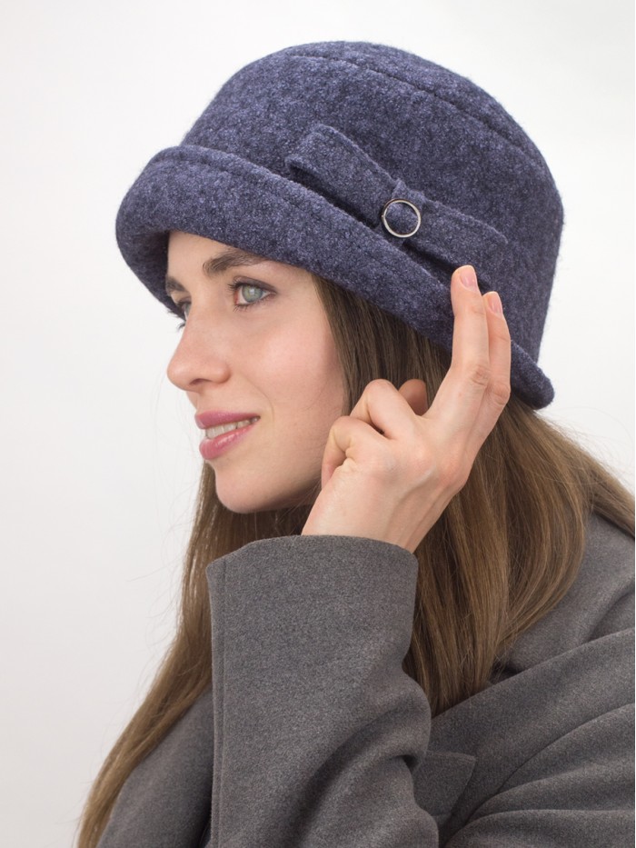 Шляпка со стилизованным бантом цвет фиолетовый меланж