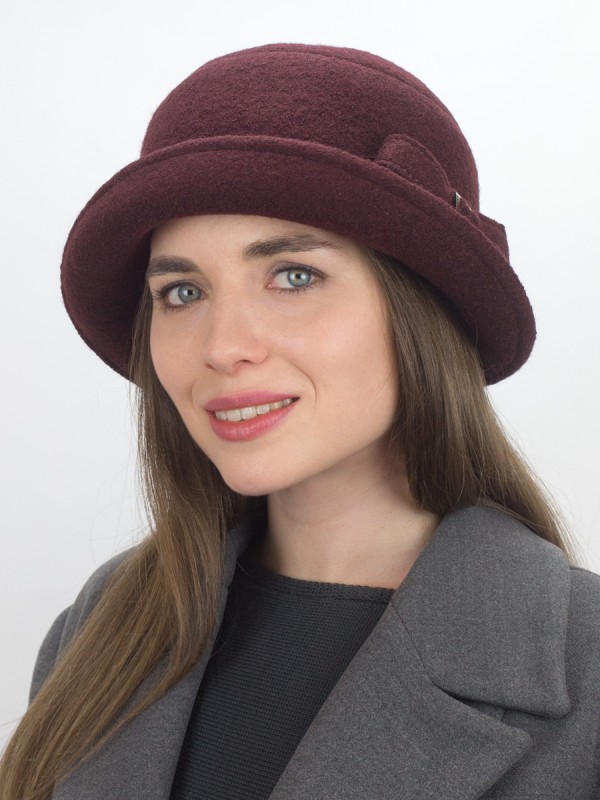 Шляпка со стилизованным бантом цвет коричнево-бордовый Д-618В1