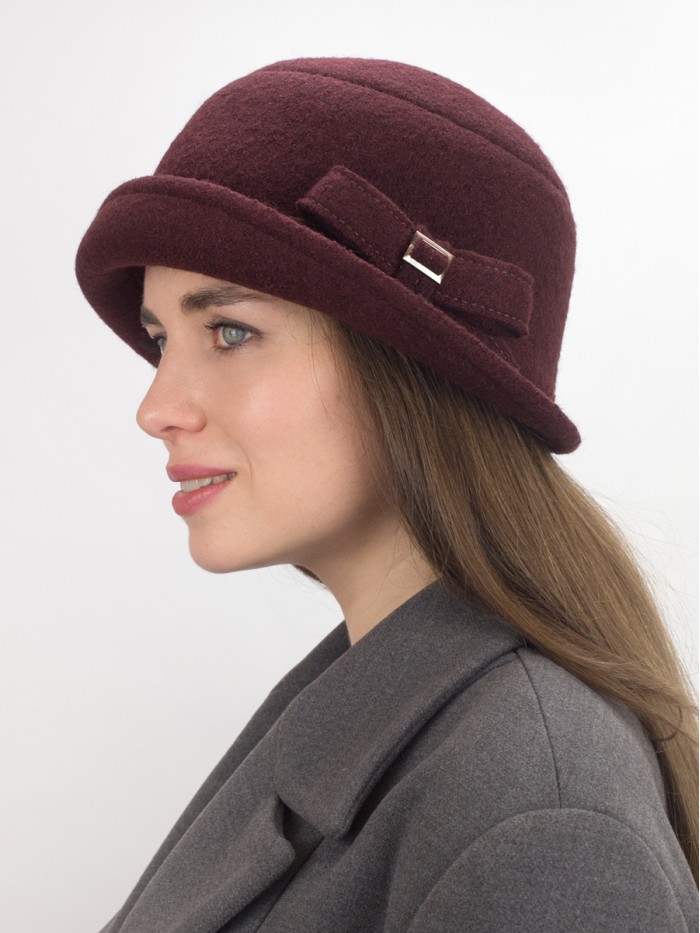 Шляпка со стилизованным бантом цвет коричнево-бордовый Д-618В1