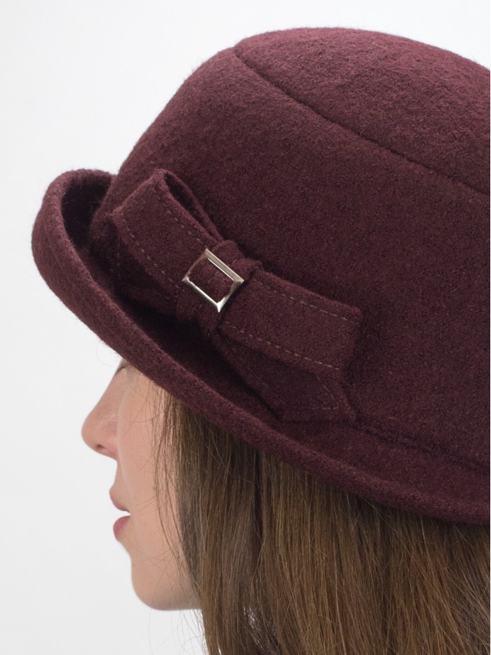 Шляпка со стилизованным бантом цвет коричнево-бордовый Д-618В1