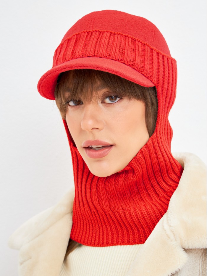 Комплект бейсболка с балаклавой цвет алый Д-639К