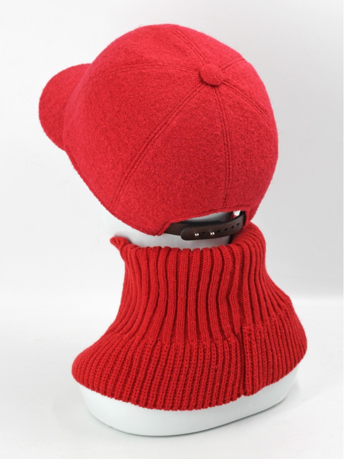 Комплект бейсболка с балаклавой цвет алый Д-639К