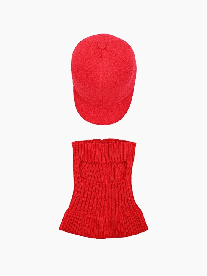 Комплект бейсболка с балаклавой цвет алый Д-639К