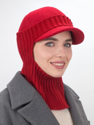 Комплект бейсболка с балаклавой цвет брусничный Д-639К