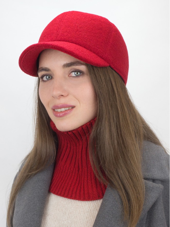 Комплект бейсболка с балаклавой цвет брусничный Д-639К