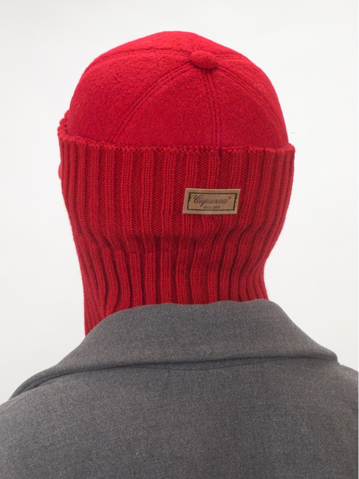 Комплект бейсболка с балаклавой цвет брусничный Д-639К