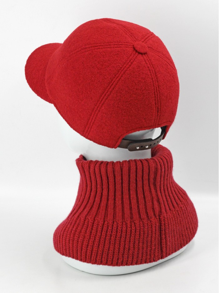 Комплект бейсболка с балаклавой цвет брусничный Д-639К