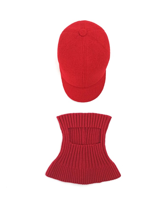 Комплект бейсболка с балаклавой цвет брусничный Д-639К