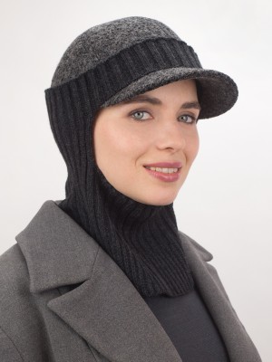 Комплект бейсболка с балаклавой цвет черный-серебристый Д-639К