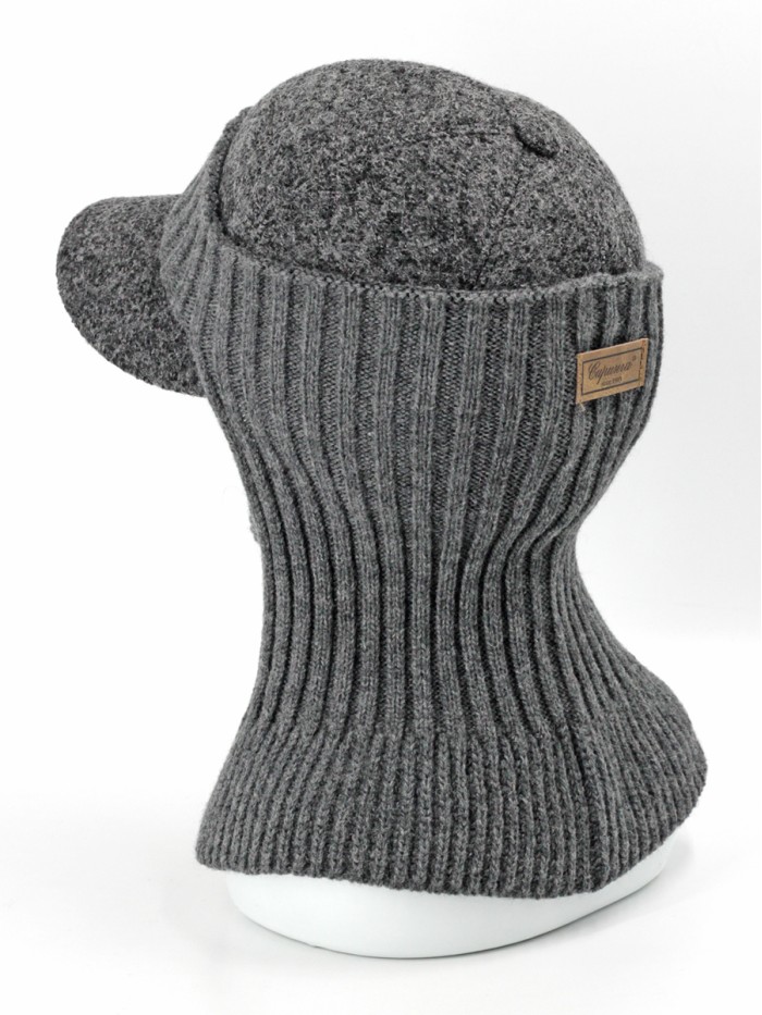 Комплект бейсболка с балаклавой цвет черный-серебристый Д-639К