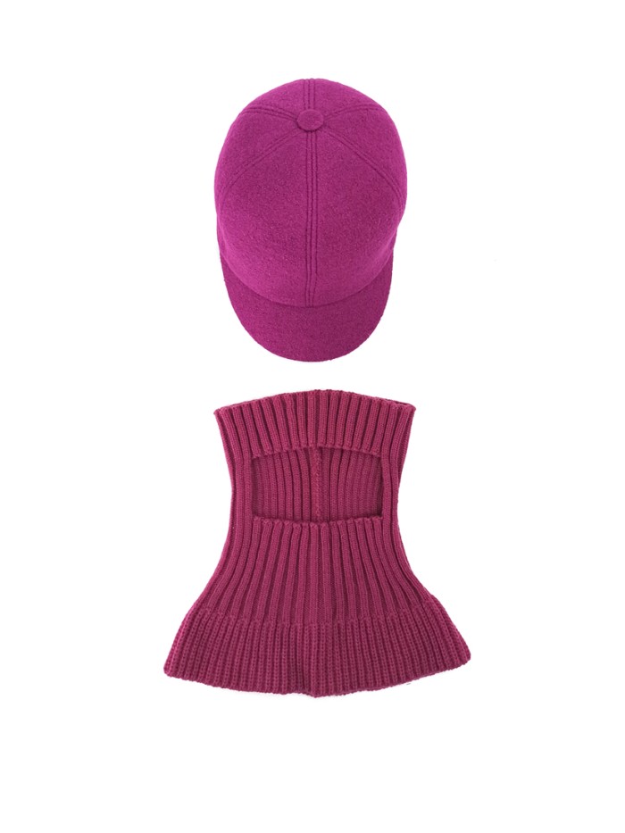 Комплект бейсболка с балаклавой цвет ежевичный Д-639К