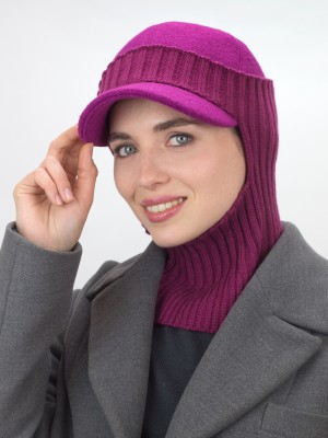 Комплект бейсболка с балаклавой цвет ежевичный Д-639К