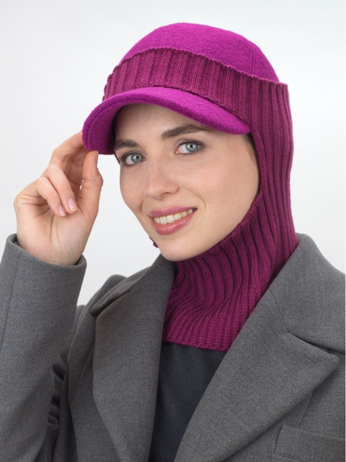 Комплект бейсболка с балаклавой цвет ежевичный Д-639К