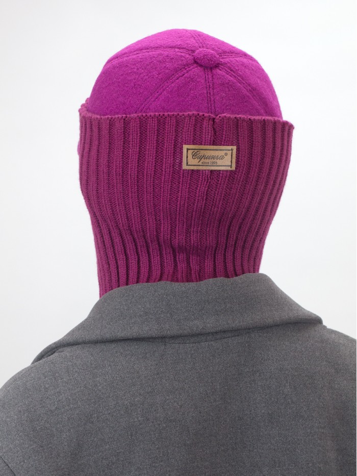 Комплект бейсболка с балаклавой цвет ежевичный Д-639К