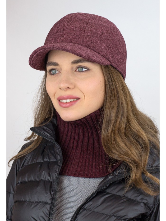 Комплект бейсболка с балаклавой цвет коричнево-бордовый меланж Д-639К
