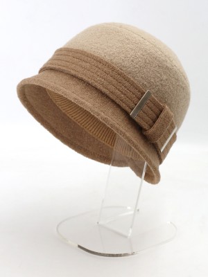 Шляпка "Клош" с декором цвет бежевый-темно-бежевый Д-651/9